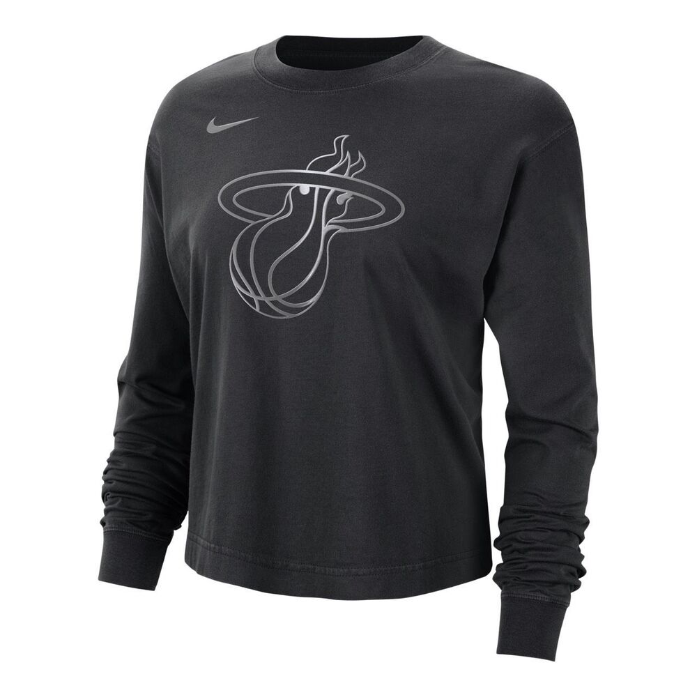 Nike Women's Long Sleeve Tee - Black with Gray Miami Heat Logo